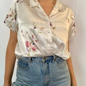 Silky Vintage Short Sleeve Button-Up